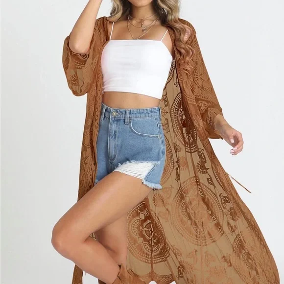 lace kimono cardigan sweater kimono cover up - Picture 4 of 6